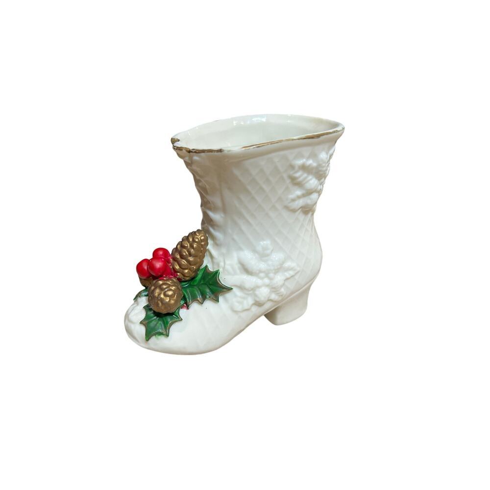 Vintage Christmas White Porcelain Boot Holiday Decoration home decor